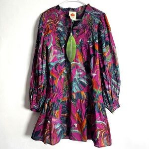 NWT $195 FARM RIO RAINBOW MACAWS TROPICAL MINI DRESS ANTHROPOLOGIE SMALL